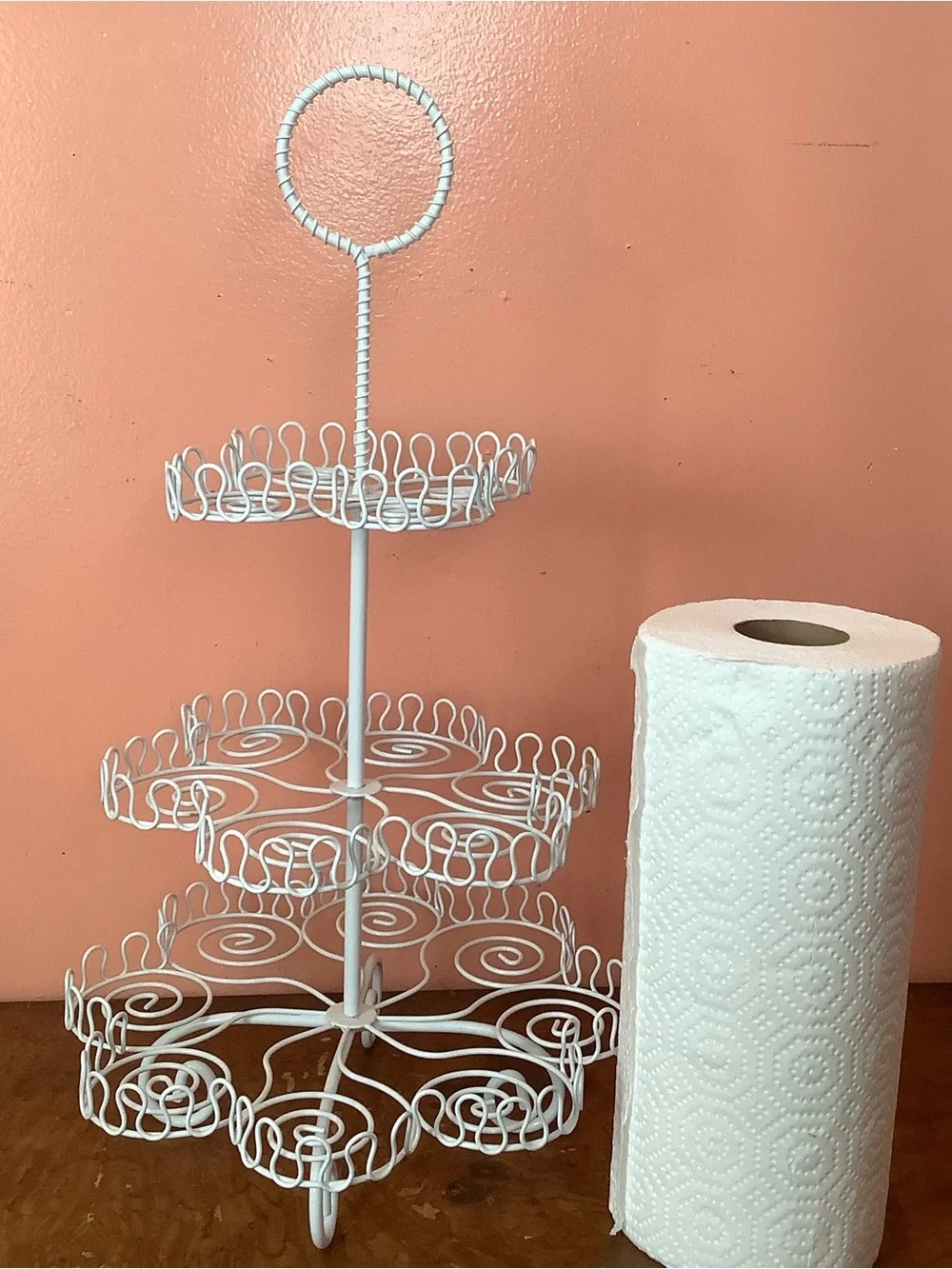 3 Tier Cupcake Muffin Tree Stand Display Holds 18 White Metal Design 20 X 11